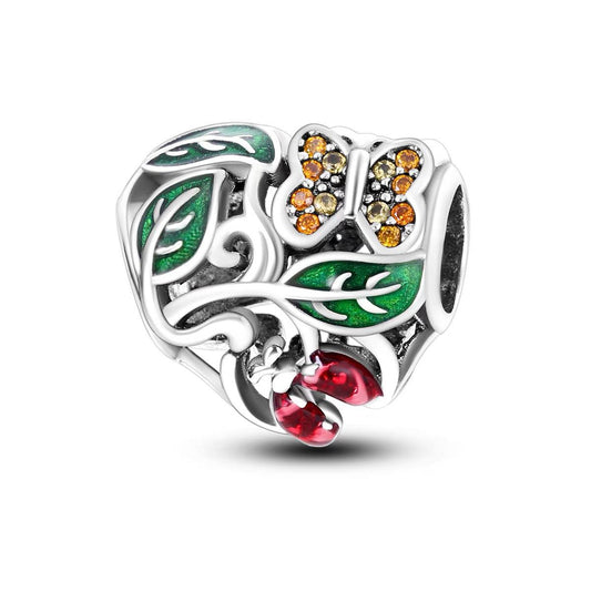 Botanical Garden Heart Openwork Bead Charm