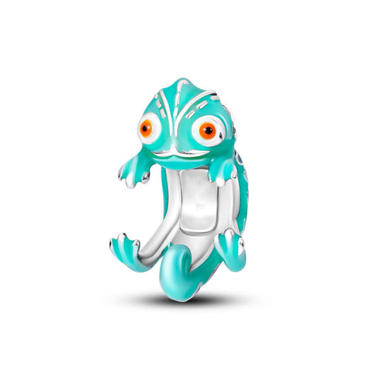 Teal Chameleon Hug Bead Charm