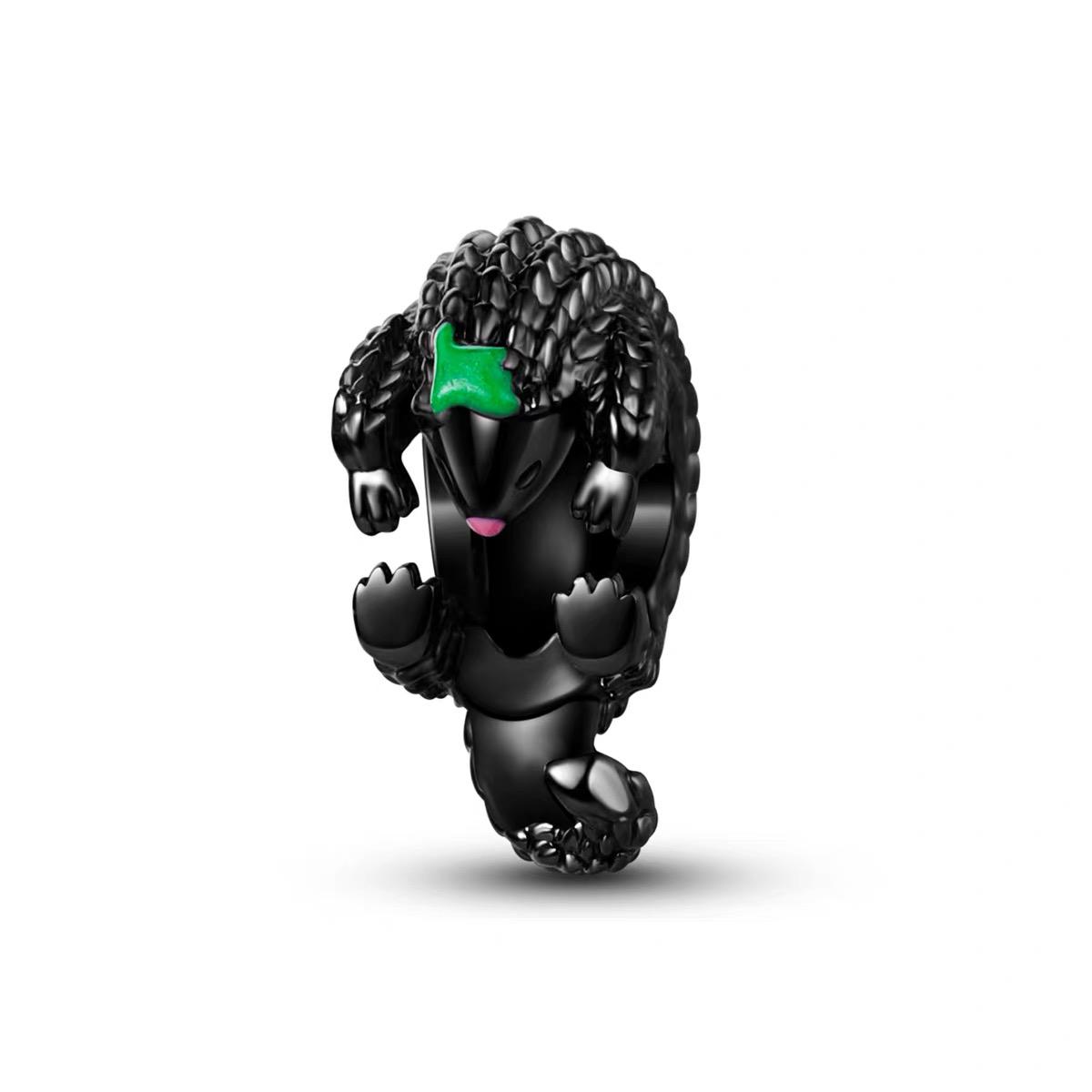 Black Pangolin Hug Bead Charm